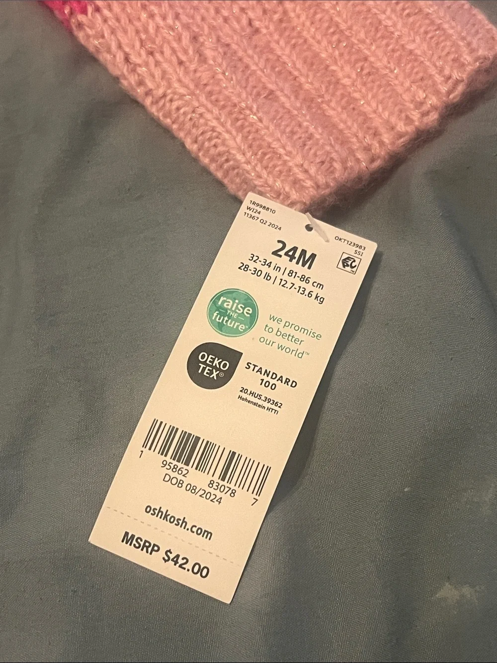 Carter’s Striped Pink & Lavender Knit Sweater NWT
